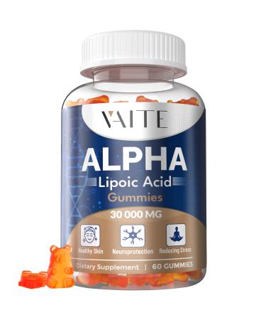 Alpha Lipoic Acid Gummies Extra Strength ALA Antioxidant Supplement for Brain Health and Nerve Support Non-GMO Vegan Gluten-Free 60 Chewable Supplements for Antioxidant and Pain Relief 1 Pack