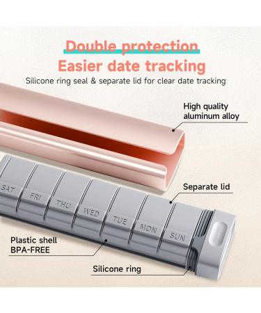 Premium 7 Day Pill Organizer - Betife Aluminum Alloy Travel Case for Vitamins & Medicines (Pink - Buy Online on GoSupps.com