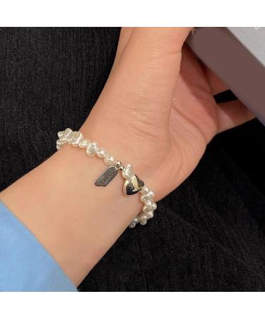Kuaiyiju Love Trailer Bracelets - Handmade Heart Pearl Jewelry Stylish Baroque Hand Chains & Accessories for New Year's Gifts - Buy Online on GoSupps.com