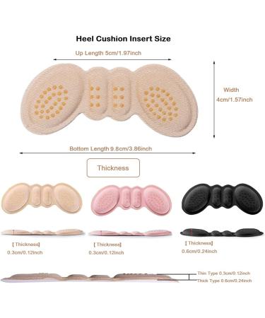FonsBleaudy Heel Cushion Inserts - 2 Thin 1 Thick Shoe Pads for Loose Shoes, Inserts Grips Liners, Heel Blister Protectors - Women Men - Buy Online on GoSupps.com