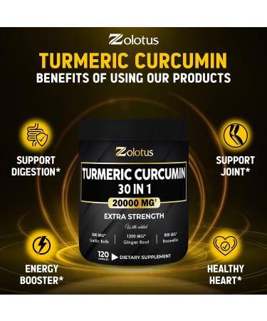 30-in-1 Turmeric Curcumin + Ginger Capsules | 20000mg Equivalent | Joint Support with Ginseng, Bromelain, Moringa & Black Pepper - Buy Online on GoSupps.com