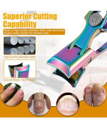 Nail Clippers for Thick Nails 12mm Wide Jaw Nail Trimmer Stainless Steel Nail Cutter with Nail Clip Storage Portable Fingernail Cutter Labor Saving Fingernail Trimmer for Women Men Adults(colorful) - Buy Online on GoSupps.com