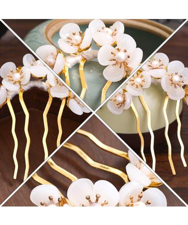 Beaupretty Vintage Jade Flower Hair Sticks Chinese Hair Pins for Women (White) - Buy Online on GoSupps.com