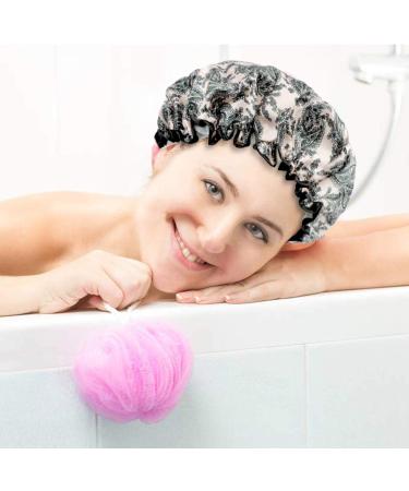 KissDate 3 Packs Double layer Shower Cap Waterproof Elastic Bath Cap for Women Shower Spa Salon (Multicolor-2) - Buy Online on GoSupps.com