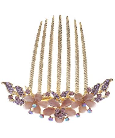 MERRYHAPY Opal Comb Tooth Comb Side Hair Combs Hair Comb for Women Hair Comb Clip Hair Topper Hair Clip for Wedding Combs for Women French Hair Comb Bridal Hair Clip Hair Pin Purple Alloy