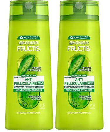 Garnier Fructis Shampooing 2en1 Antipelliculaire th vert 300 ml (Lot de 2)