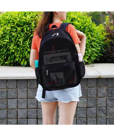 Heavy Duty Mesh Backpack - Padded Shoulder Straps for College Students, Swimming & Outdoor Sports - Black - Buy Online on GoSupps.com