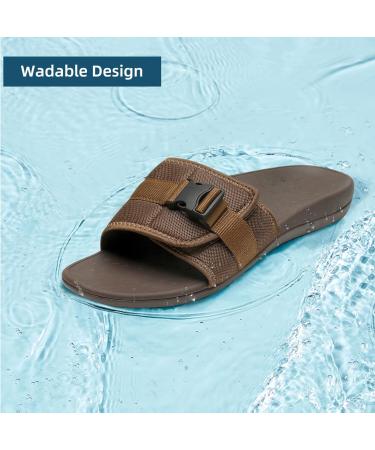MEGNYA Men's Orthotic Walking Sandals | Arch Support, Plantar Fasciitis Relief | Comfortable Slide Sandals for Foot Pain | 11 W3 Dark Brown - Buy Online on GoSupps.com