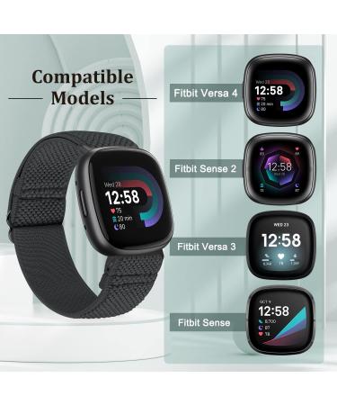 TumpCez Elastic Band Compatiable with Fitbit Versa 4/Sense 2/Versa 3/Sense for Women Men 10 Pack Solo Loop Stretchy Nylon Adjustable Sport Replacement Strap for Fitbit Versa 4/Versa 3/Sense 2/Sense Black+Indigo+Gray+WhiteLeopard+PinkSand+Purple+Pink+China - Buy Online on GoSupps.com
