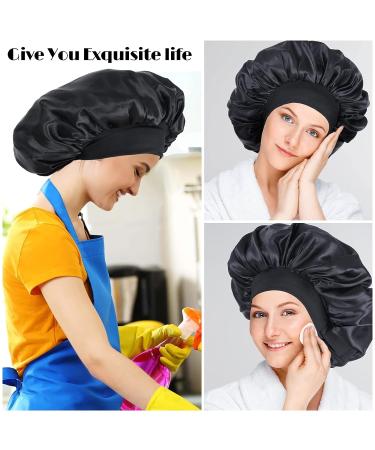 Double Layer Silk Satin Bonnet for Black Women - Adjustable Sleep Cap for Curly Hair (Black) - Buy Online on GoSupps.com