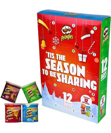 Pringles Advent Calendar 2023-12 Days Countdown Christmas Crisps Multipack Crisps Flavours Assorted Original Sour Salt & BBQ For Teens Kids Men Women - Contains 12 X 40G Pringle - Buy Online on GoSupps.com