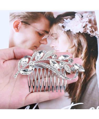 Yheakne Crystal Wedding Hair Comb Silver Rhinestone Hair Comb Barrette Bling Bridal Hair Clips Headpieces Decorative Head Comb Headwear Cz Hair Piece Sparkle Bride Hair Accessories for Women and Girls - Buy Online on GoSupps.com
