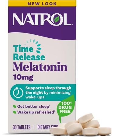 Natrol Melatonin Advanced Sleep Tablets with Vitamin B6 Helps You Fall Asleep Faster Stay Asleep Longer 2-Layer Controlled Release 100% Drug-Free Maximum Strength 10mg 30 Count