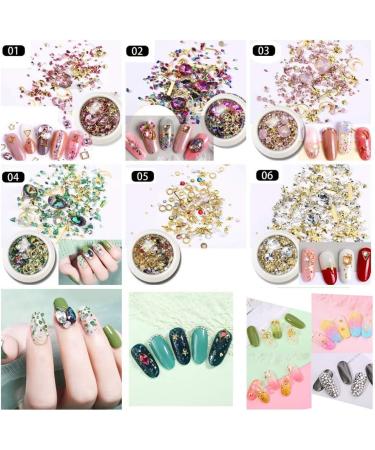 EBANKU 6 Boxes Mixed Nail Art Rhinestones Diamonds Crystals Beads Gems for 3D Nails Art Decoration Nail Art Supplies - Buy Online on GoSupps.com
