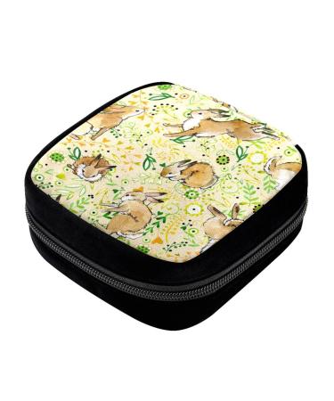 GIAPB Period Bag Sanitary Napkin Storage Bag Pad Holder for Period Makeup Pouch Vintage Rabbit and Flowers Color3714