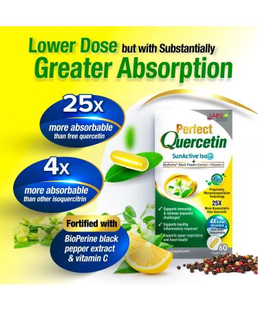 LABO Nutrition Perfect Quercetin SunActive IsoQ Bioflavonoids - 60 Capsules | Immune & Antioxidant Support - Buy Online on GoSupps.com