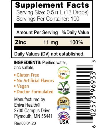 Eniva Ultra Concentrated Zinc Drops 1.7 oz - Immune Health Supplement - Buy Online on GoSupps.com