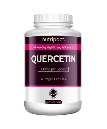 Quercetin 500mg - High Strength Antioxidant Immune Support Pure Quercetin Supplement One a Day Formula Easy to Swallow - 60 Vegan Capsules - 2 Month Supply - Made by Nutripact