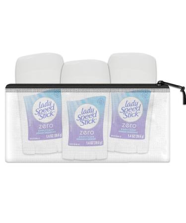 Lady Speed Stick Zero Simply Clean Deodorant for Women - 3 Pack Travel Size Bundle | Best Travel Deodorant 1.4 Oz with Bag - Buy Online on GoSupps.com