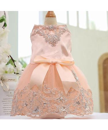 Pet Dog Dress Bowknot Princess Dress Puppy Tutu Skirt Girl Outfit for Dog Cat (L Pink) L Pink - Buy Online on GoSupps.com