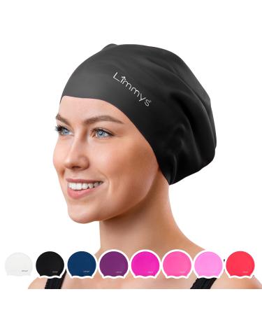 Limmy's bathing cap long hair - bathing cap women and bathing cap men - 100% silicone bathing cap - high quality - stretchable and comfortable bathing hood - available in different attractive colors m Schwartz