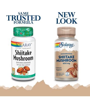 SOLARAY Shiitake Mushroom 600 mg Capsules - 100 Count | Immune Support Supplement - Buy Online on GoSupps.com