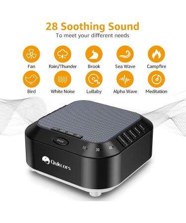 Qukcors White Noise Machine - 28 Soothing Sounds, Auto-Off Timer, Memory Function & Night Light - Sleep Sound Therapy for Baby, Kids, and Adults - Buy Online on GoSupps.com