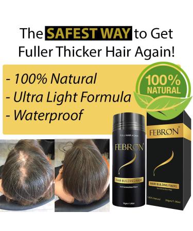 Febron Hair Fibers Dark Brown 30g - Hair Loss Concealer for Men & Women - Volumizing & Undetectable Bald Spot Filler - 100% Natural - 1.06oz Pack - Buy Online on GoSupps.com