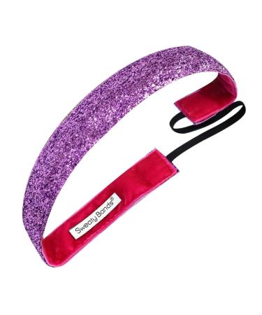 Sweaty Bands Womens and Girl Headband - Non-Slip Velvet-Lined Glitter Hairband - Viva Diva Pink 1-Inch