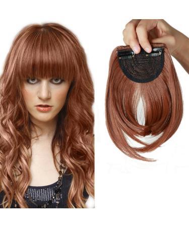 SEGO Clip in Pony Hairpiece Extensions Fringe Bangs One Piece In Front Hair Extension Straight Like Real Hair Chestnut Brown