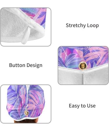 Buy Tropical Plants Flowers Hair Towels - Super Absorbent 2 Pack for Quick Drying | Hair Turbans with Button Wrap for Women & Girls - International Shipping Available - Buy Online on GoSupps.com