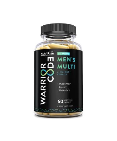 NutriRise Men s Multivitamin & Mineral Supplement for Men Plant-Powered Daily Formula Vitamin C A D3 B Zinc for Energy Overall Health Immune Support Muscle Recovery & Hair Growth 60 Count