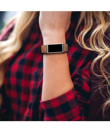 Leather Bands Compatible for Fitbit Charge 4/ Charge 3/ Charge 3 SE Fitness Tracker  Genuine Leather Band Replacement Strap Wristband Accessories for Women Men Brown leather - Buy Online on GoSupps.com