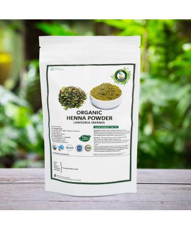 R V Essential Organic Henna Powder 200gm/ 7.05oz/ 0.44lb- Lawsonia Inermis Natural Henna Leaf Powder For Hair USDA Organic Certified Ayurvedic Supplement in Resealable and Reusable Zip Lock Pouch - Buy Online on GoSupps.com