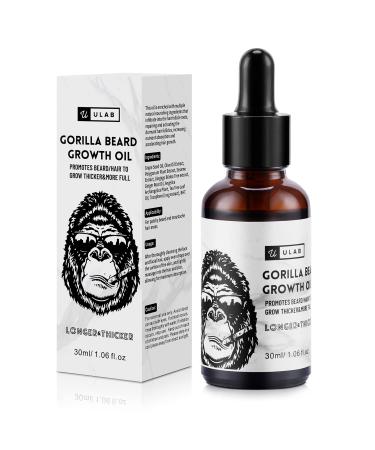 uLab Gorilla Beard Oil for Hair Growth Mens Natural Daily Hair Growth Oil Formula for Beards and Facial Hair 30ml