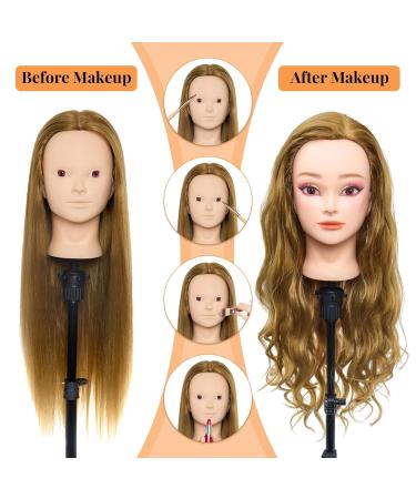 Neverland 24 Exercise Training Head - 50% Real Hair Wig Head for Hairdressers | Professional Makeup & Hairstyle Design with Holder + Braid Hair Set - Buy Online on GoSupps.com