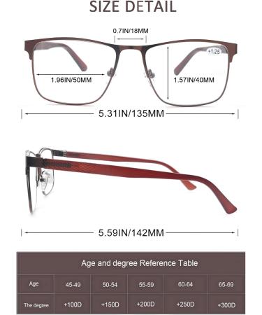 Shop HEEYYOK Men's Blue Light Blocking Reading Glasses - Metal Frame UV Protection 2.0 Diopters 4 Colors - Buy Online on GoSupps.com