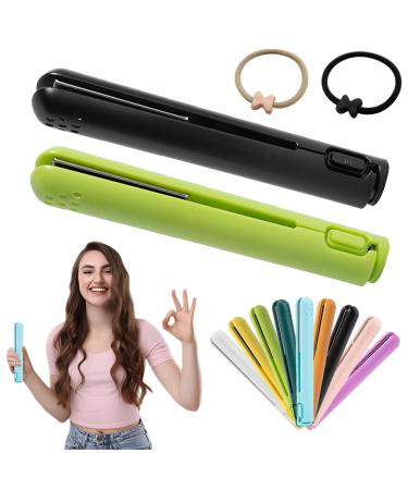 Mini Dual-purpose Curling Iron Upgrade 2-in-1 USB Hair Straightener Curling Iron Ceramic Mini Hair Curler Travel Curling Iron USB Rechargeable Curling Wand (2pcs-C)