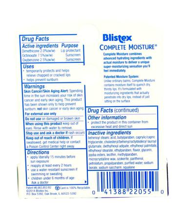 Buy Blistex Complete Moisture Lip Balm SPF 15 - Hydrating Lip Care for All Skin Types - 0.15 oz International Shipping Available - Buy Online on GoSupps.com