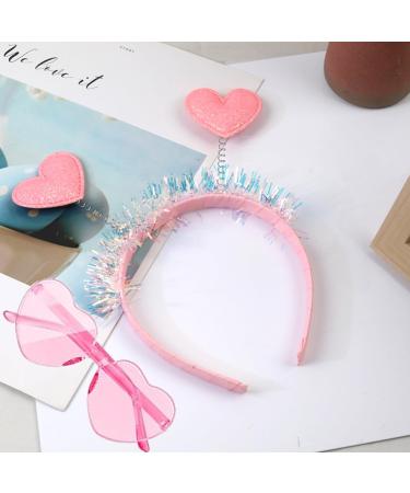 Pink Heart Headbands and Heart Shape Sunglasses for Women Valentines Day Accessories Party Props Cupid Costume Holiday Wedding Birthday Accessory - Buy Online on GoSupps.com