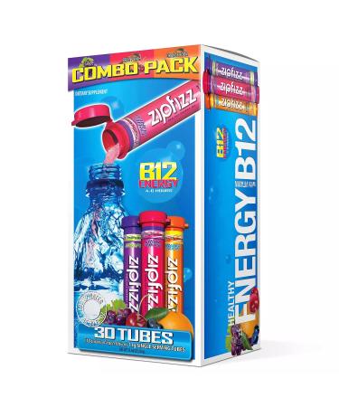 Zipfizz Healthy Energy Drink Mix, Hydration with B12 and Multi Vitamins, Variety Pack, 30 Count, 0.38 Ounce (Pack of 30) Combo 0.38 Ounce (Pack of 30)