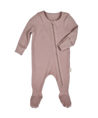 DreamBuy Zip Up Baby Sleepsuits Ribbed Cotton Footed or Footless. Unisex Newborn Clothes Baby boys' clothing and Baby girl clothes 6-12 Months Velvet Mocha