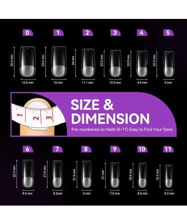 Gelike EC Medium Square Nail Tips - 120PCS Full Cover Soft Gel X Nails for Extensions | PMMA Resin Clear False Nails - Strong Press On Nails | 12 Sizes MEDIUM SQUARE - Buy Online on GoSupps.com