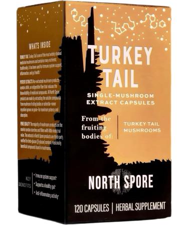 North Spore Organic Turkey Tail Extract Mushroom Supplement Capsules | Stamina & Endurance | 60 Day Supply | High Potency Blend | 100% Fruiting Body Extracts | Vegan Non-GMO | 120ct - Buy Online on GoSupps.com