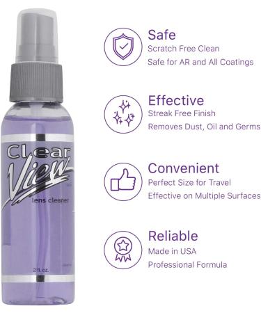 Clear View Premium AR-Coated Lens Cleaner Spray - Pack of 2 (2 Ounce) | Anti-Streak, Anti-Static Formula - Buy Online on GoSupps.com