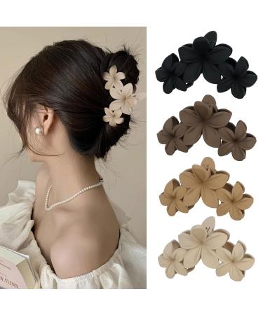 Flower hair clip 4pcs matte hair clips for women cute hair clips hawaiian hair flower clip big hair clipping strong hold hair claws hair accessories - Buy Online on GoSupps.com