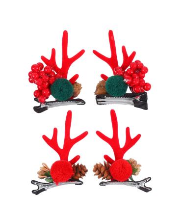 minkissy 2 Pairs Christmas Hair Clips Christmas Theme Hairpins Decorative Hair Barrette Kids Hairpin Cute Hair Clips Antler Barrettes Deer Ear Hair Barrettes Miss Foam Fragments Girl