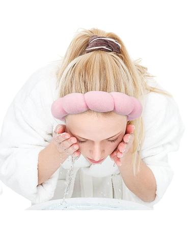 Spa Headband for Women - Pink Sponge Hairband for Girls | Hair Hoop for Spa, Wash Face, Makeup & Yoga - Buy Online on GoSupps.com