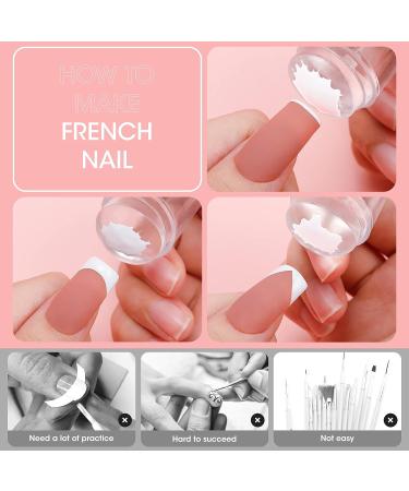French Tip Nail Stamper Kit with Clear Scraper - Silicone Jelly Nails Art Tool for Easy DIY Salon-Quality Manicures (White) - Buy Online on GoSupps.com