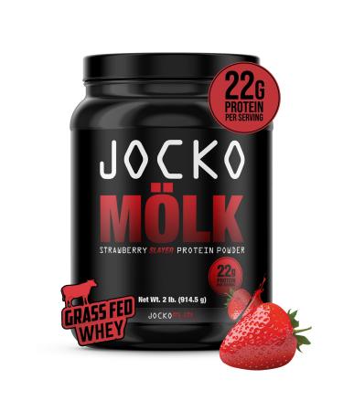 Jocko M lk Whey Protein Powder (Strawberry) - Keto  Probiotics  Grass Fed  Digestive Enzymes  Amino Acids  Sugar Free Monk Fruit Blend - Supports Muscle Recovery and Growth - 31 Servings Strawberry 31 Servings (Pack of 1...